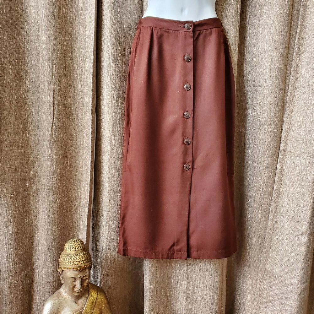 Lovely Designer Button Down Brown Swing Skirt - image 1